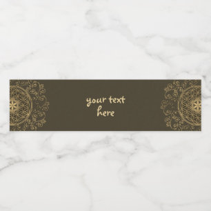 Etiqueta Para Botella De Agua Flor De Vida - Ornamentos Vintage Mandala 2