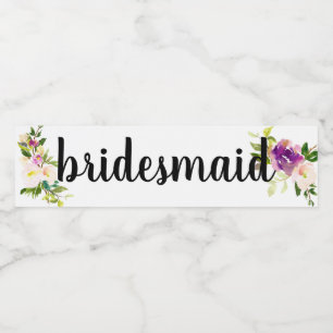 Etiqueta Para Botella De Agua Flor rosa de Borgoña