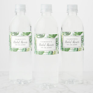Etiqueta Para Botella De Agua Flor salvaje tropical palm nupcial