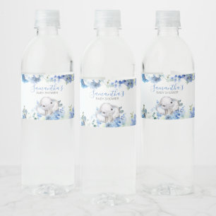 Etiqueta Para Botella De Agua Floral azul Little Peanut Baby Shower