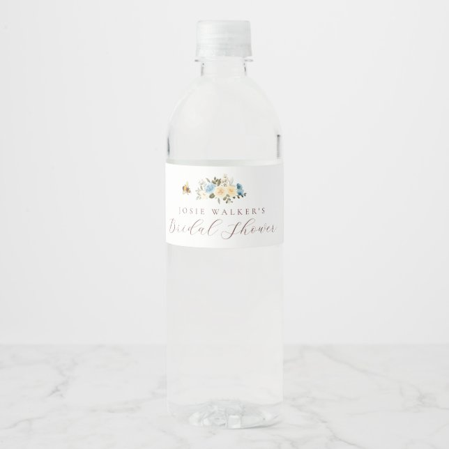 Etiqueta Para Botella De Agua Floral Bee Bridal Shower (Anverso)