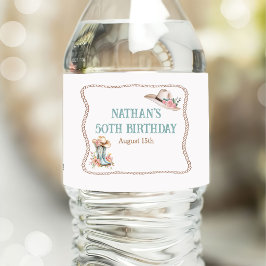Etiqueta Para Botella De Agua Floral Cowgirl Boots and Hat Birthday