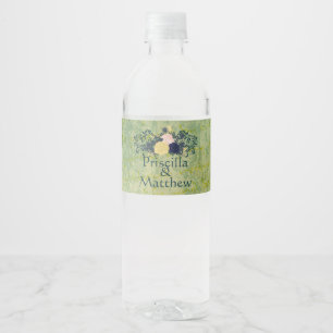 Etiqueta Para Botella De Agua Floral de esmeralda rusa