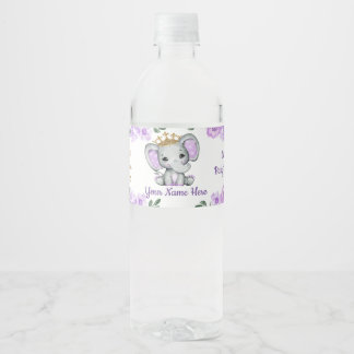 Etiqueta Para Botella De Agua Floral de la marca de agua de la corona de oro del