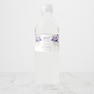 Etiqueta Para Botella De Agua Floral de primer cumpleaños de mariposa flauta flu