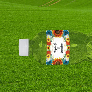 Etiqueta Para Botella De Agua Floral Geométrico de Verano para Jardín Trasero