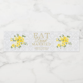 Etiqueta Para Botella De Agua Flores amarillas bonitos - Comer, beber y casarse