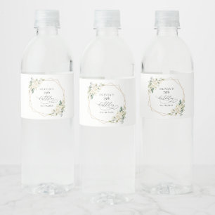 Etiqueta Para Botella De Agua Flores Blancas, Flores Crema, Boho, Cumpleaños