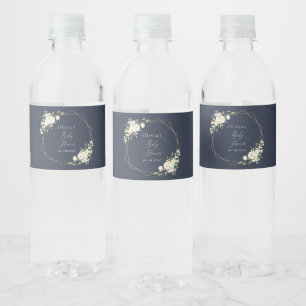 Etiqueta Para Botella De Agua Flores blancas, flores de crema, boho, Baby Shower