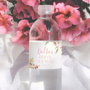 Etiqueta Para Botella De Agua Flores de Acuarela Jardín Elegante Desayuno Nupcia