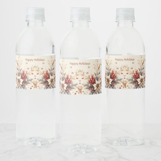 Etiqueta Para Botella De Agua Flores Modernas de Fiesta (Botellas)