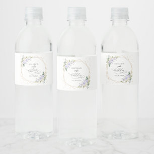Etiqueta Para Botella De Agua Flores Moradas, Flores Blancas, Verdor, Cumpleaños
