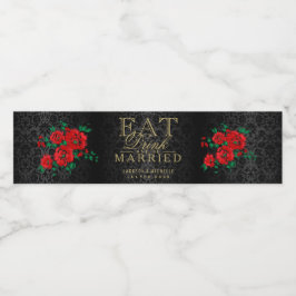 Etiqueta Para Botella De Agua Flores rojas - Come, bebe y cásate