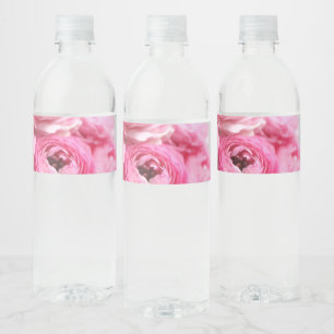 Etiqueta Para Botella De Agua Flores rosadas de ranunculus