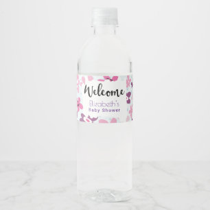 Etiqueta Para Botella De Agua Flores rosas, Baby Shower caprichoso y caprichoso