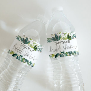 Etiqueta Para Botella De Agua Foliage Bridal Shower