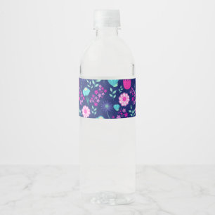 Etiqueta Para Botella De Agua Fondo con patrón floral lindo
