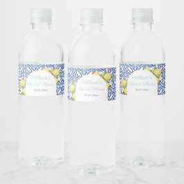 Etiqueta Para Botella De Agua Forma de arco Amalfi Lemons Blue Tiles Bridal Show