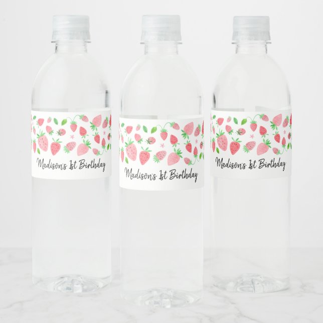 Etiqueta Para Botella De Agua Fresa Berry Sweet Birthday (Botellas)
