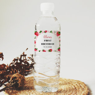 Etiqueta Para Botella De Agua Fresa Cumpleaños Etiqueta de botella de agua Berry