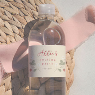 Etiqueta Para Botella De Agua Fresa Floral de Fiesta de Niña Baby Shower