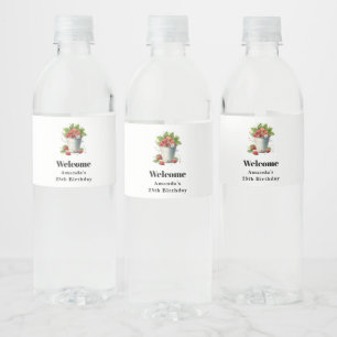 Etiqueta Para Botella De Agua Fresas frescas recolectadas en cumpleaños de cubo