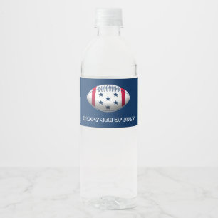 Etiqueta Para Botella De Agua Fútbol Feliz 4 de Julio