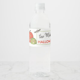 Etiqueta Para Botella De Agua Gato de fiesta de Halloween