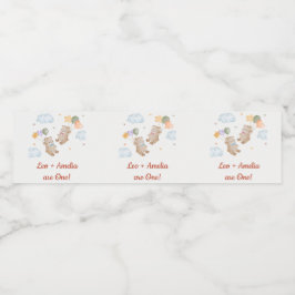 Etiqueta Para Botella De Agua Gemelos Chicas gemelos - Primera fiesta de cumplea