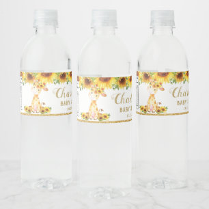 Etiqueta Para Botella De Agua Girafa de girasol Baby Shower Primer cumpleaños Fa