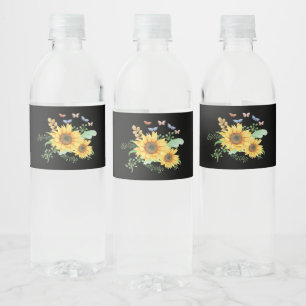 Etiqueta Para Botella De Agua girasol primavera