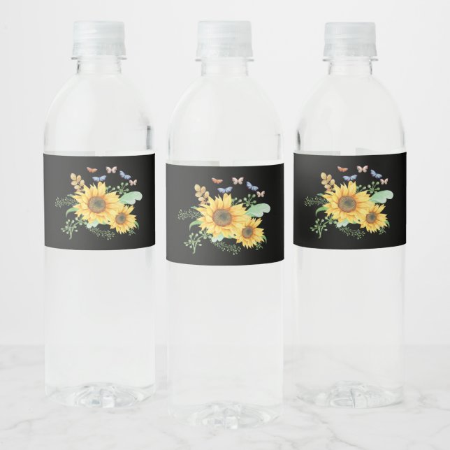 Etiqueta Para Botella De Agua girasol primavera (Botellas)
