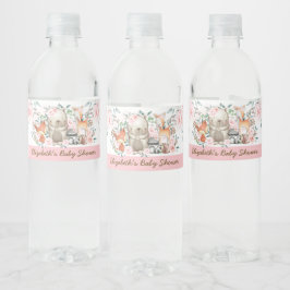 Etiqueta Para Botella De Agua Girly Pink Roses Woodland Baby Shower Favorece