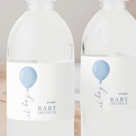 Etiqueta Para Botella De Agua Globo azul minimalista Oh Boy Baby Shower