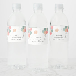 Etiqueta Para Botella De Agua Globos de la fiesta de cumpleaños del Pastel color