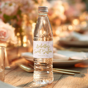 Etiqueta Para Botella De Agua Globos rosados y dorados dulces 16 modernos