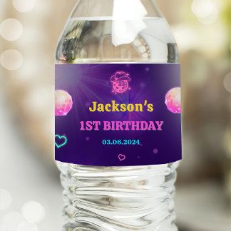 Etiqueta Para Botella De Agua Glow Neon Lights Gracias Por La Fiesta De Cumpleañ
