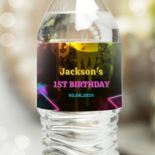 Etiqueta Para Botella De Agua Glow Neon Lights Gracias Por La Fiesta De Cumpleañ