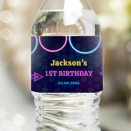 Etiqueta Para Botella De Agua Glow Neon Lights Gracias Por La Fiesta De Cumpleañ