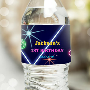 Etiqueta Para Botella De Agua Glow Neon Lights Gracias Por La Fiesta De Cumpleañ