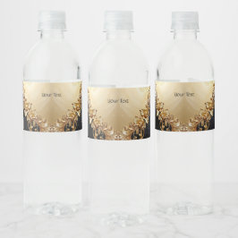 Etiqueta Para Botella De Agua Gold Floral Embellishments Water Bottle Label