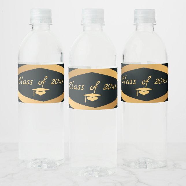 Etiqueta Para Botella De Agua Golden Elegance Class Of Graduation (Botellas)