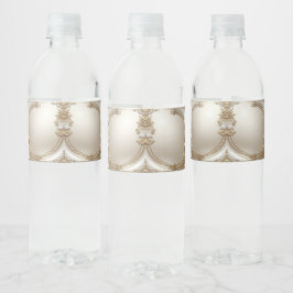 Etiqueta Para Botella De Agua Golden Ornate Frame with Pearls Water Bottle Label