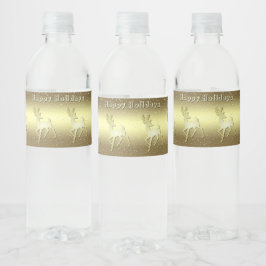 Etiqueta Para Botella De Agua Golden Reindeer Snowy Water Bottle Label