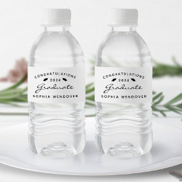 Etiqueta Para Botella De Agua Gorra de graduación de guión negro blanco 2026