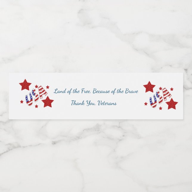 Etiqueta Para Botella De Agua Gracias Veteranos (Etiqueta única)