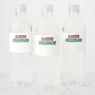 Etiqueta Para Botella De Agua Gradiente colorido Tipografía feliz de cumpleaños