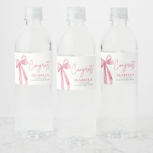 Etiqueta Para Botella De Agua Graduación de Graduado de Coquette de Bow Rosado M