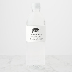 Etiqueta Para Botella De Agua Graduación de nombre personalizado de título simpl