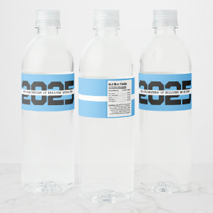 Etiqueta Para Botella De Agua Graduación Personalizada Baby Blue y Negro